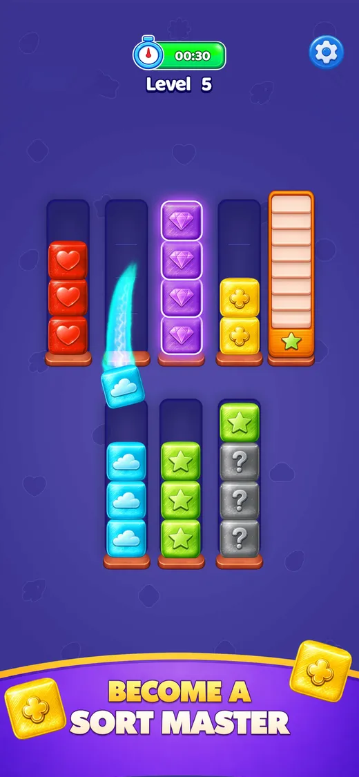 Sorting colorful blocks into matching columns